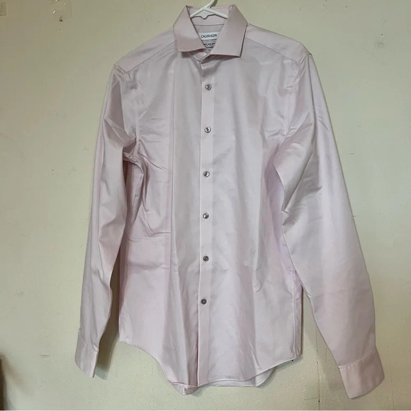 Calvin Klein Infinite Non-Iron Slim Fit Stretch Collar Pink Dress Shirt Medium - Picture 1 of 6